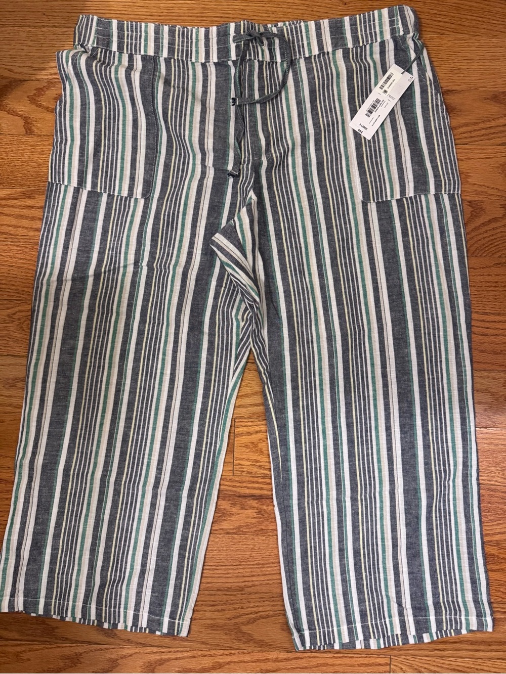 J. Crew Striped Drawstring Shorts in Gray, White & Green